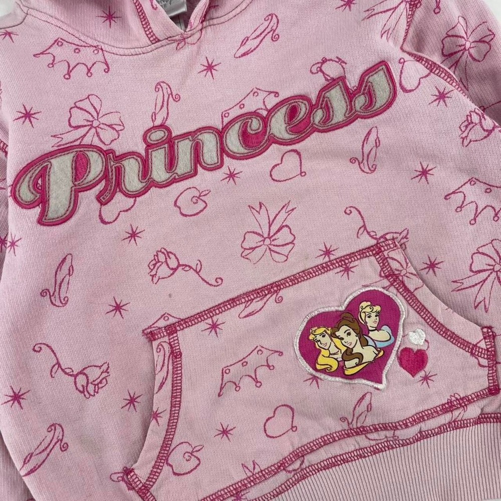 Y2K Disney Princess Toddler Hoodie Rare 2T 3T Cozy Pink Belle Cinderella Bows - Picture 3 of 7